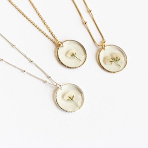Baby's breath flower miscarriage necklace gift. Gold Fill dainty necklace infant loss keepsake gift, multiple losses, loss sympathy necklace image 5