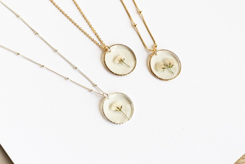 Baby's breath flower miscarriage necklace gift. Gold Fill dainty necklace infant loss keepsake gift, multiple losses, loss sympathy necklace image 5