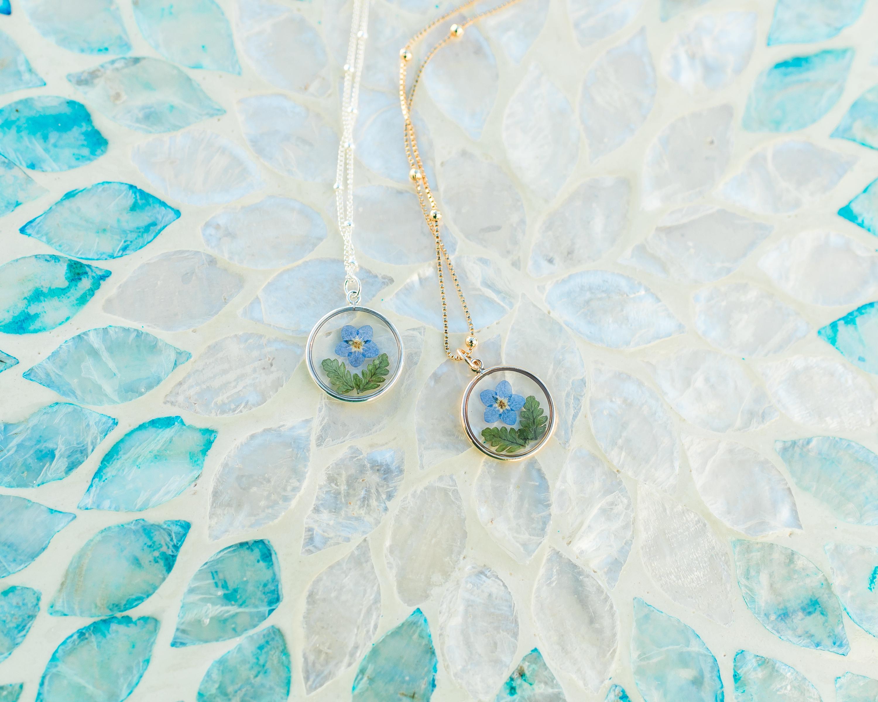 Oidea Collana Commemorativa Con Fiori Pressati Non Ti Scordar Di Me – Gioiello Per La Perdita Di Una Gravidanza, Simpatia E Ricordo - 2