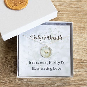 Baby's breath flower miscarriage necklace gift. Gold Fill dainty necklace infant loss keepsake gift, multiple losses, loss sympathy necklace image 2