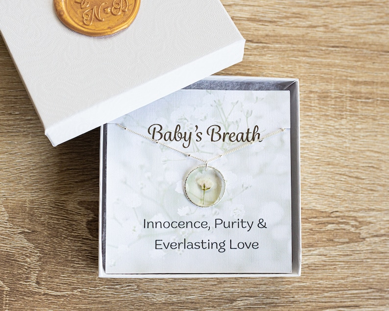 Baby's breath flower miscarriage necklace gift. Gold Fill dainty necklace infant loss keepsake gift, multiple losses, loss sympathy necklace image 2