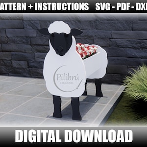 Schafpflanzer, Stichsägemuster, DIY, Gartenverzierung, Nutztier, Pflanzkasten, Laserschnitt, digitale Datei, SVG, DXF, PDF