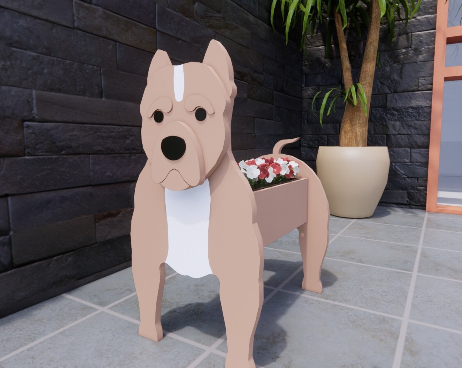 Scroll Saw Pattern Pitbull Planter Garden Ornament Wooden Etsy UK