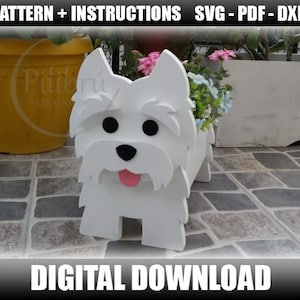 West Highland White Terrier, Schnittmuster, Holzpflanzer, Tierpflanzer, Laserschnitt, Digitale Datei, SVG, PDF, DXF