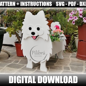 Muster, pommerscher Pflanzer, Holzpflanzer, Holzhaustier, Hundepflanzer, Laserschnitt, digitale Datei, SVG, DXF, PDF