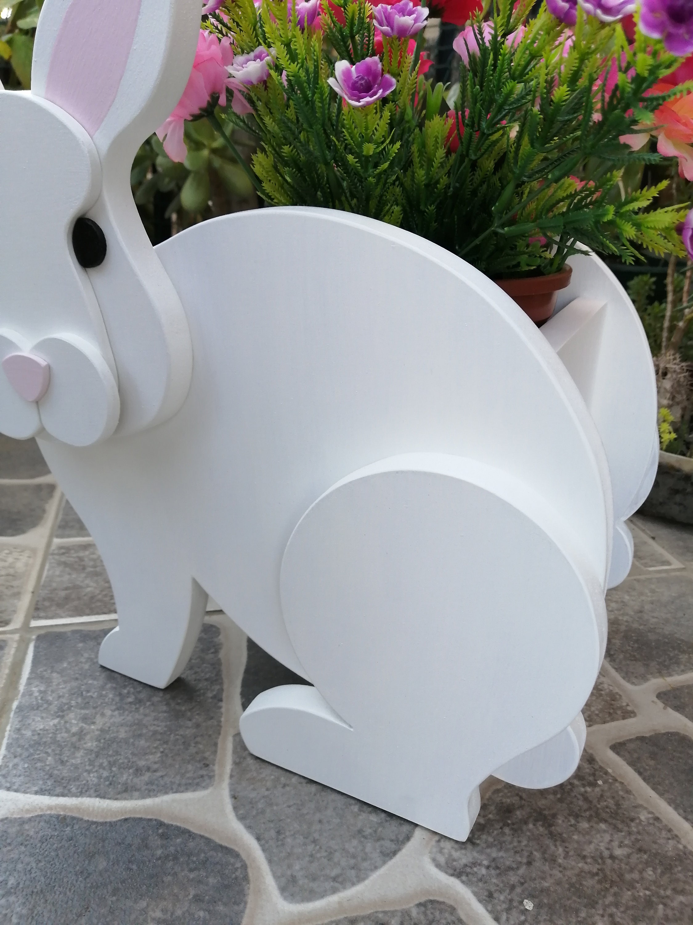 Rabbit Planter Pattern Garden Ornament Wooden Rabbit Scroll Etsy