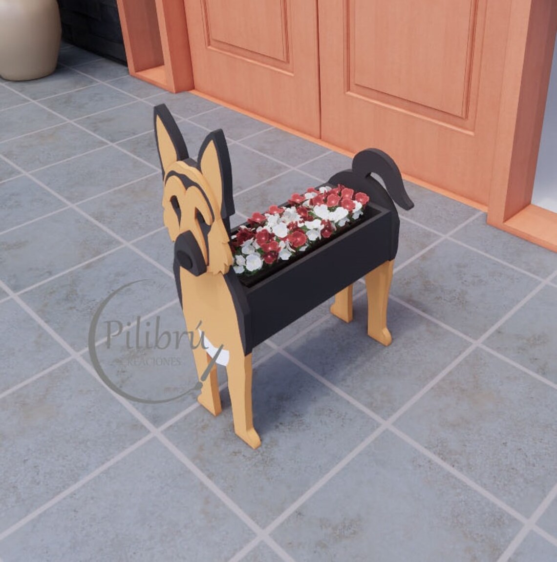 Pattern German Shepherd Planter Wood Planter Animal Pot Etsy