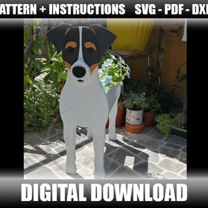 Pattern, Chilean Fox Terrier or Rat Terrier Planter, Wooden Planter, wooden pet, laser cut, digital file, SVG, PDF, DXF