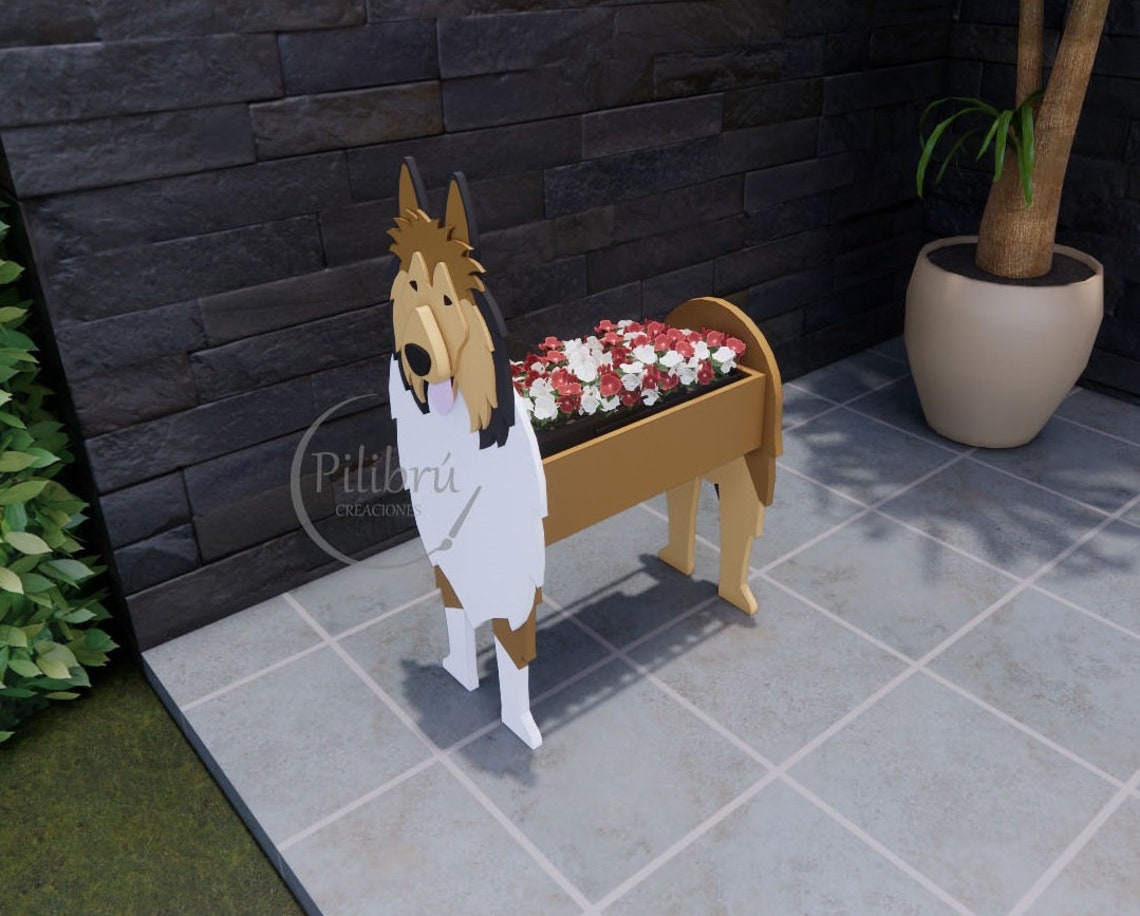 Rough Collie Planter Scroll Saw Pattern Garden Ornament Etsy