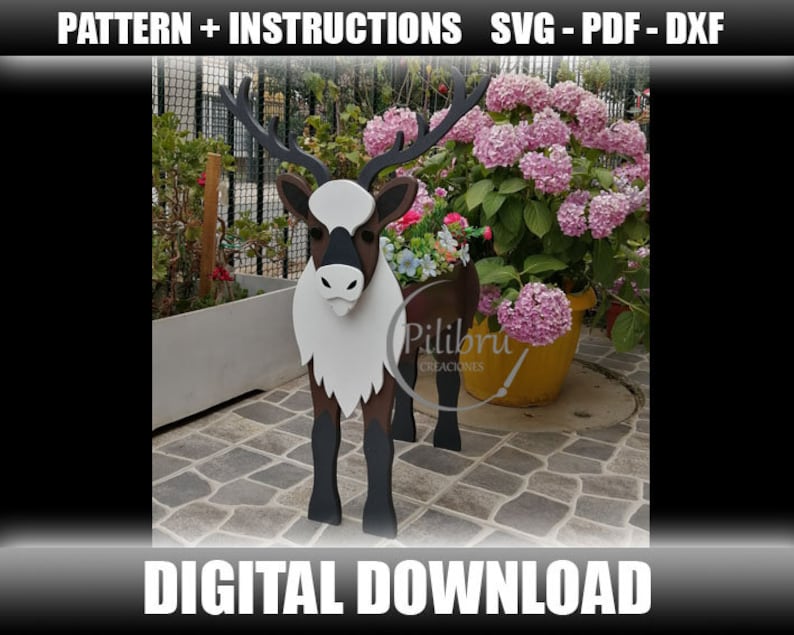 Scroll Saw Pattern Reindeer Planter Farm Animal Garden Etsy