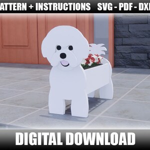 Bichon Frisé Planter Scroll saw pattern Garden Ornament | Etsy