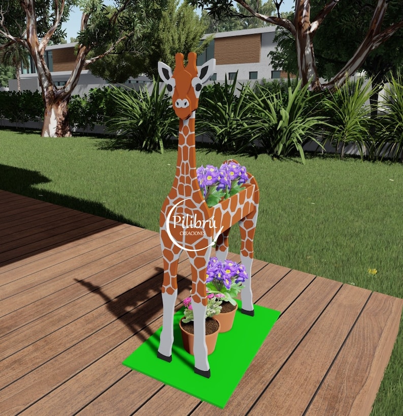 Giraffe Planter Scroll Saw Pattern Diy Garden Ornament Etsy