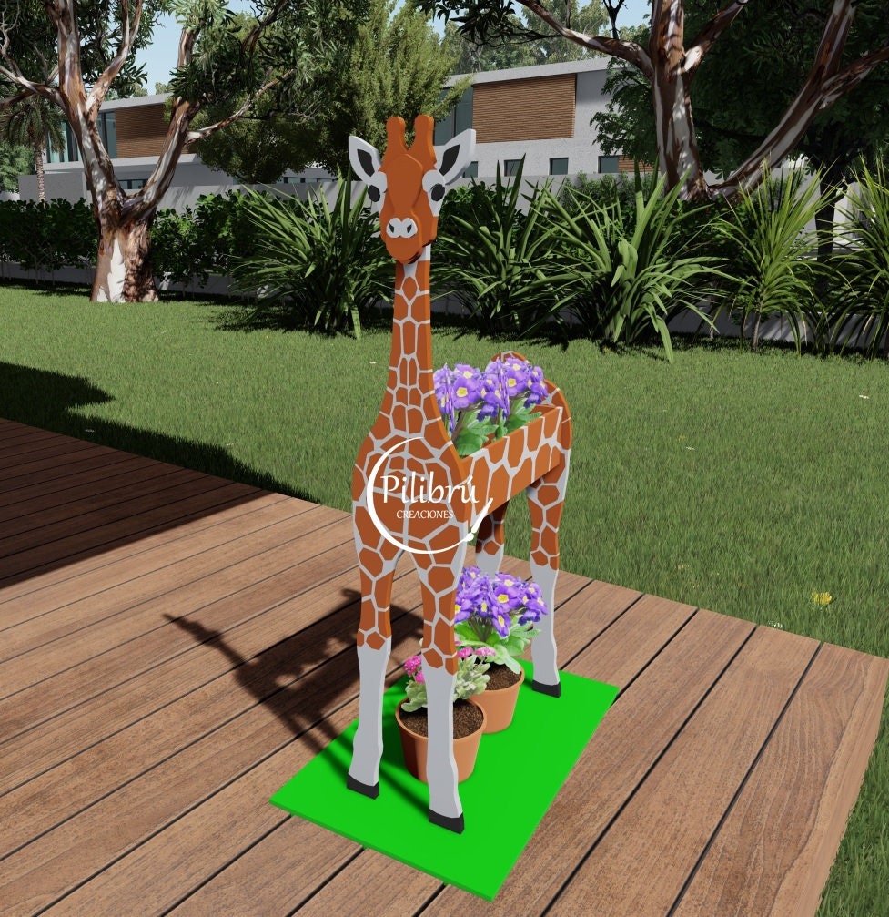 Giraffe Planter Scroll Saw Pattern Diy Garden Ornament Etsy UK