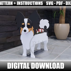 Dekupiersägenmuster, Papillon-Pflanzgefäß, Holzhaustier, Gartenverzierung, Pflanzkasten, Laserschnitt, digitale Datei, SVG, DXF, PDF