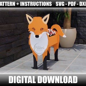 Amerikanischer Fuchs Pflanzer, Dekupiersäge Muster, diy, Gartenverzierung, amerikanischer Fuchs, Pflanzkasten, digitale Datei, SVG, DXF, PDF