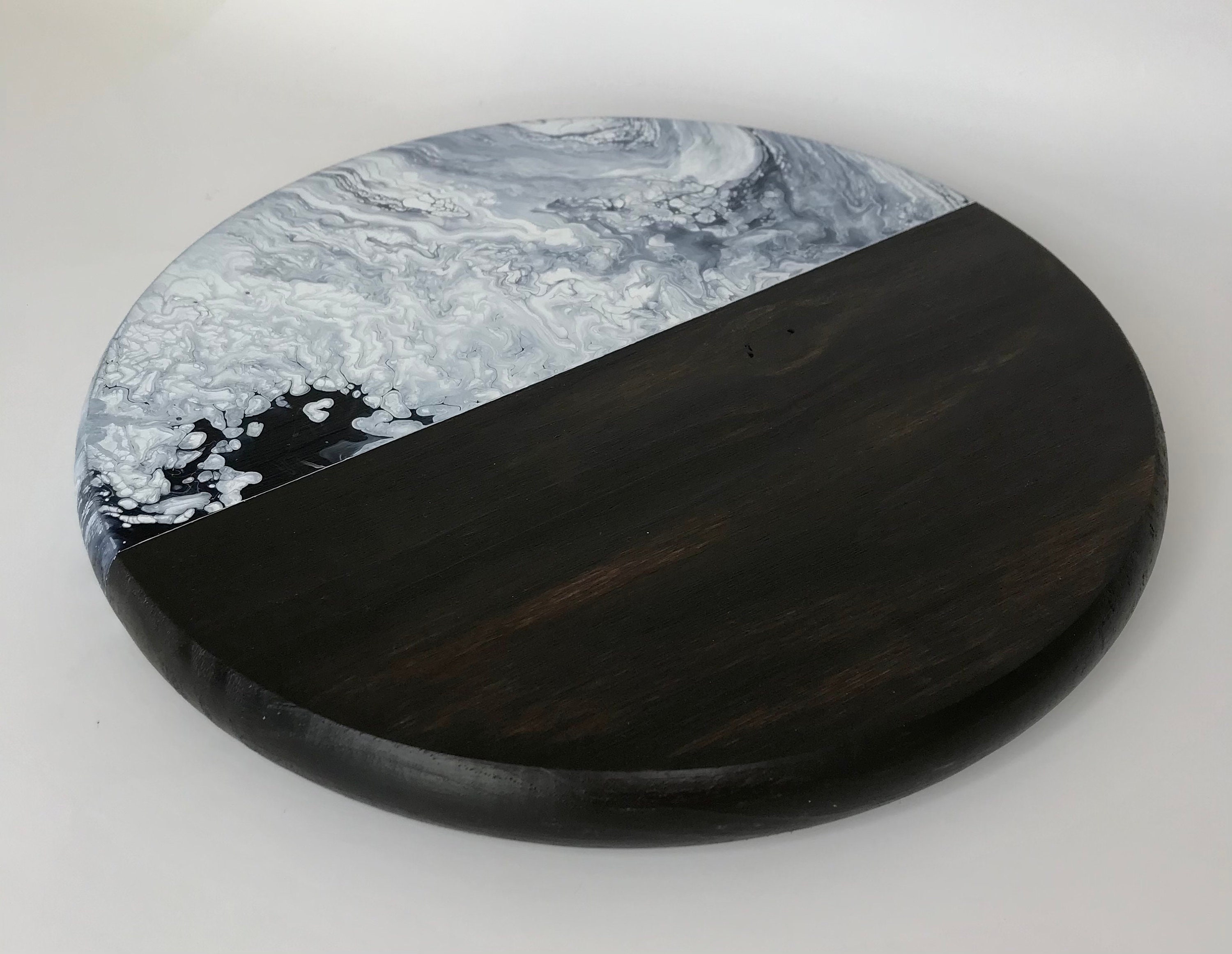 Moderne 12-Zoll-Runde Marmor Holz Tablett kleine faule Susan | Etsy