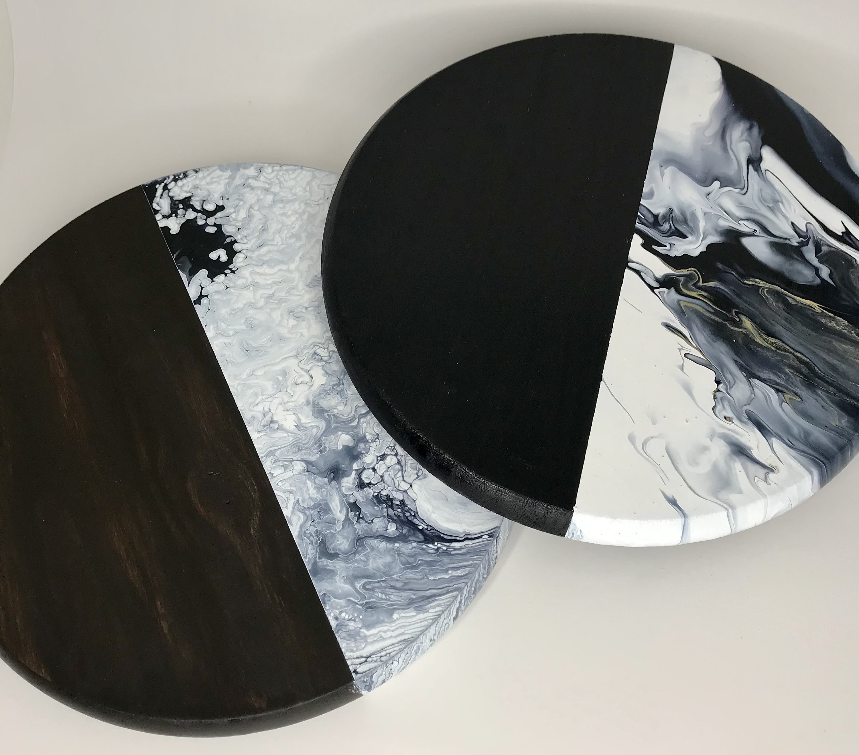 Moderne 12-Zoll-Runde Marmor Holz Tablett kleine faule Susan | Etsy