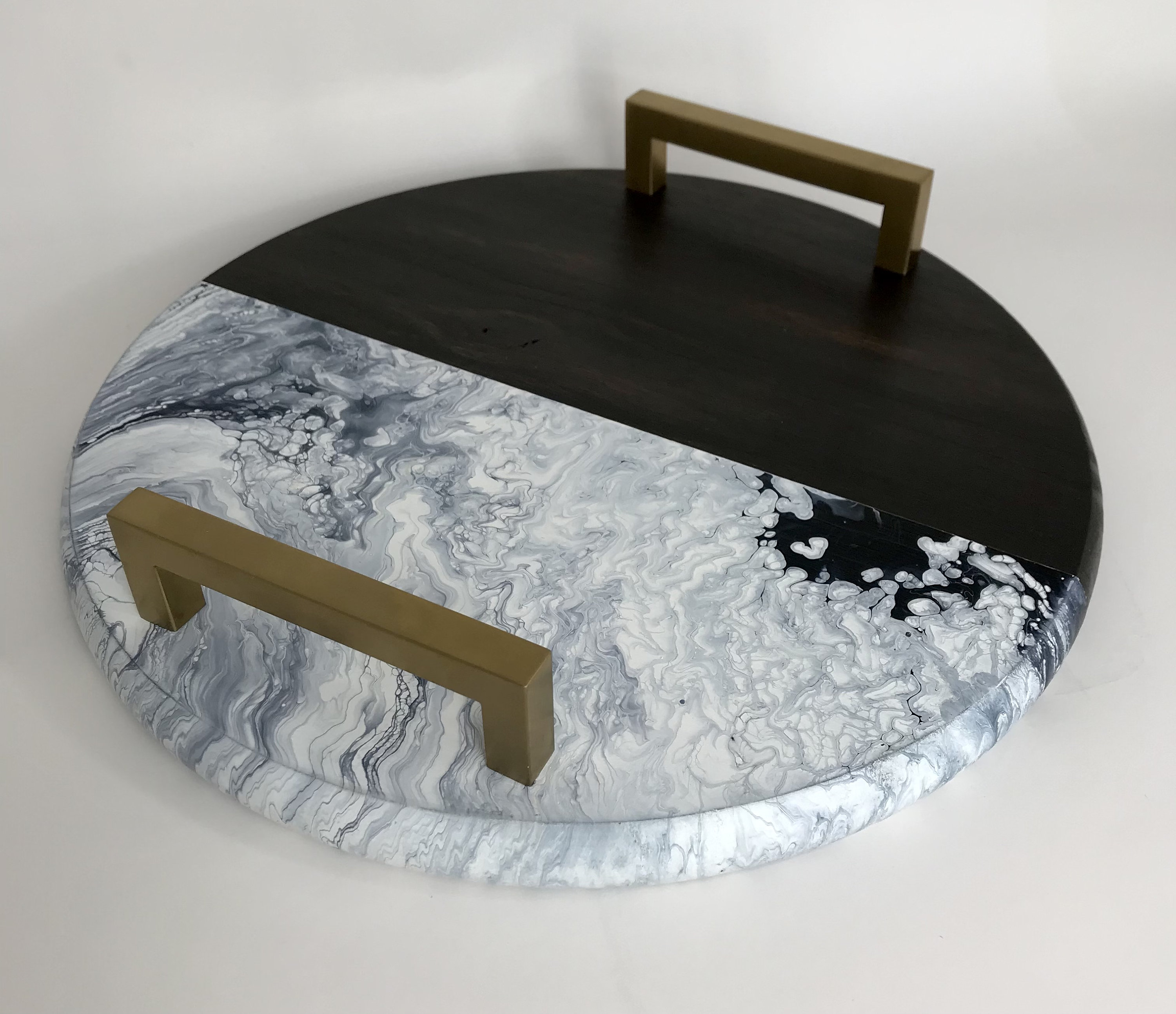 Moderne 12-Zoll-Runde Marmor Holz Tablett kleine faule Susan | Etsy