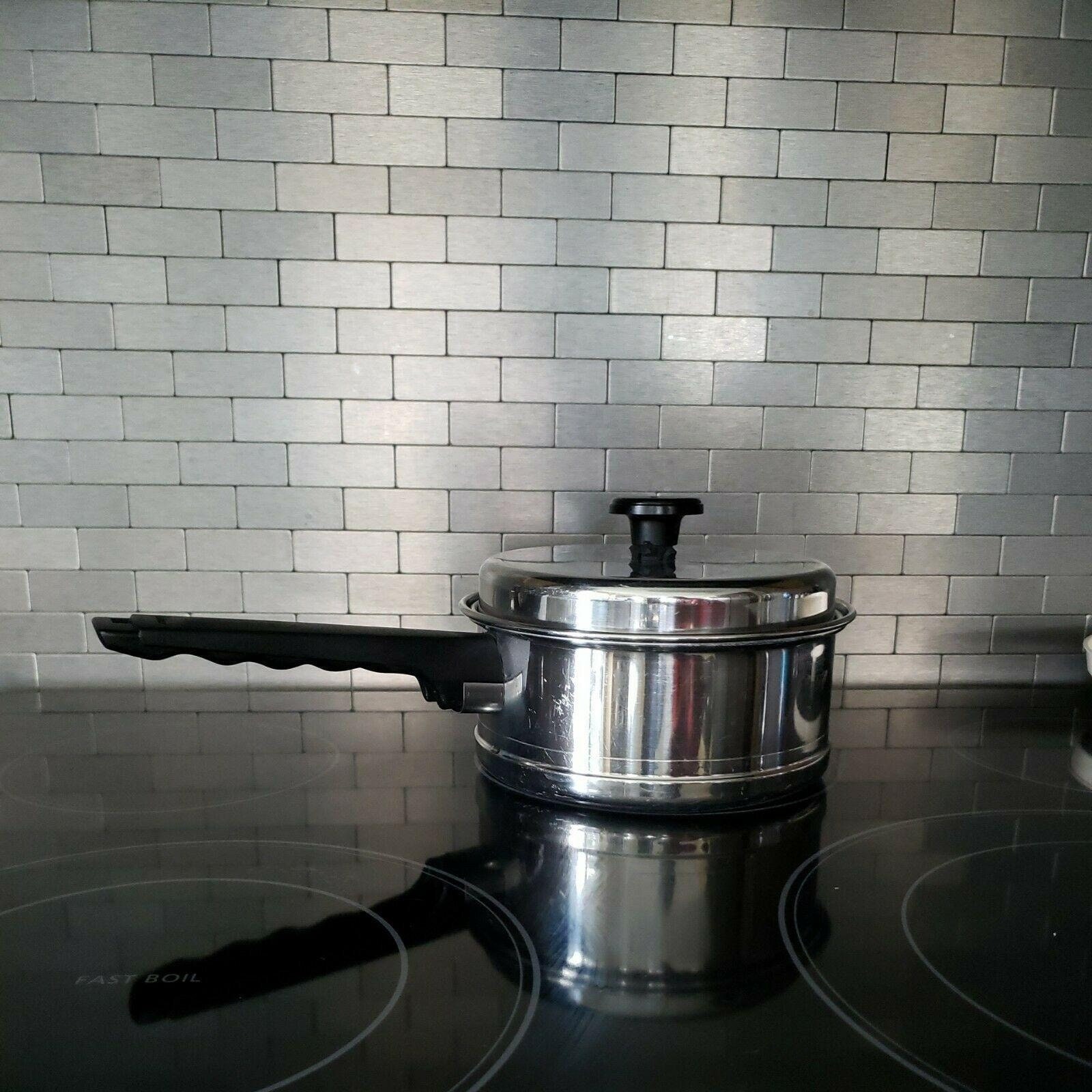 VINTAGE LIFETIME STAINLESS STEEL SAUCE PAN WITH STEAMER & LID 1950's