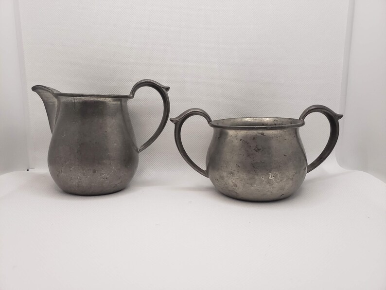Vintage Pewter Sugar and Creamer Set Continental Hallmark 827 Etsy