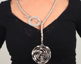 Silver plated handmade boho style necklace