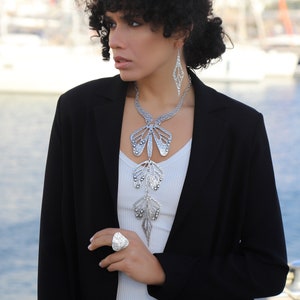 Silver Plated Necklace,Earrings,Ring Jewelry Set,Boho Style Jewelry Set
