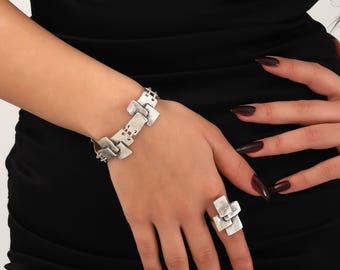 Handmade Boho Style Adjustable Bracelet Ring Jewelry Set