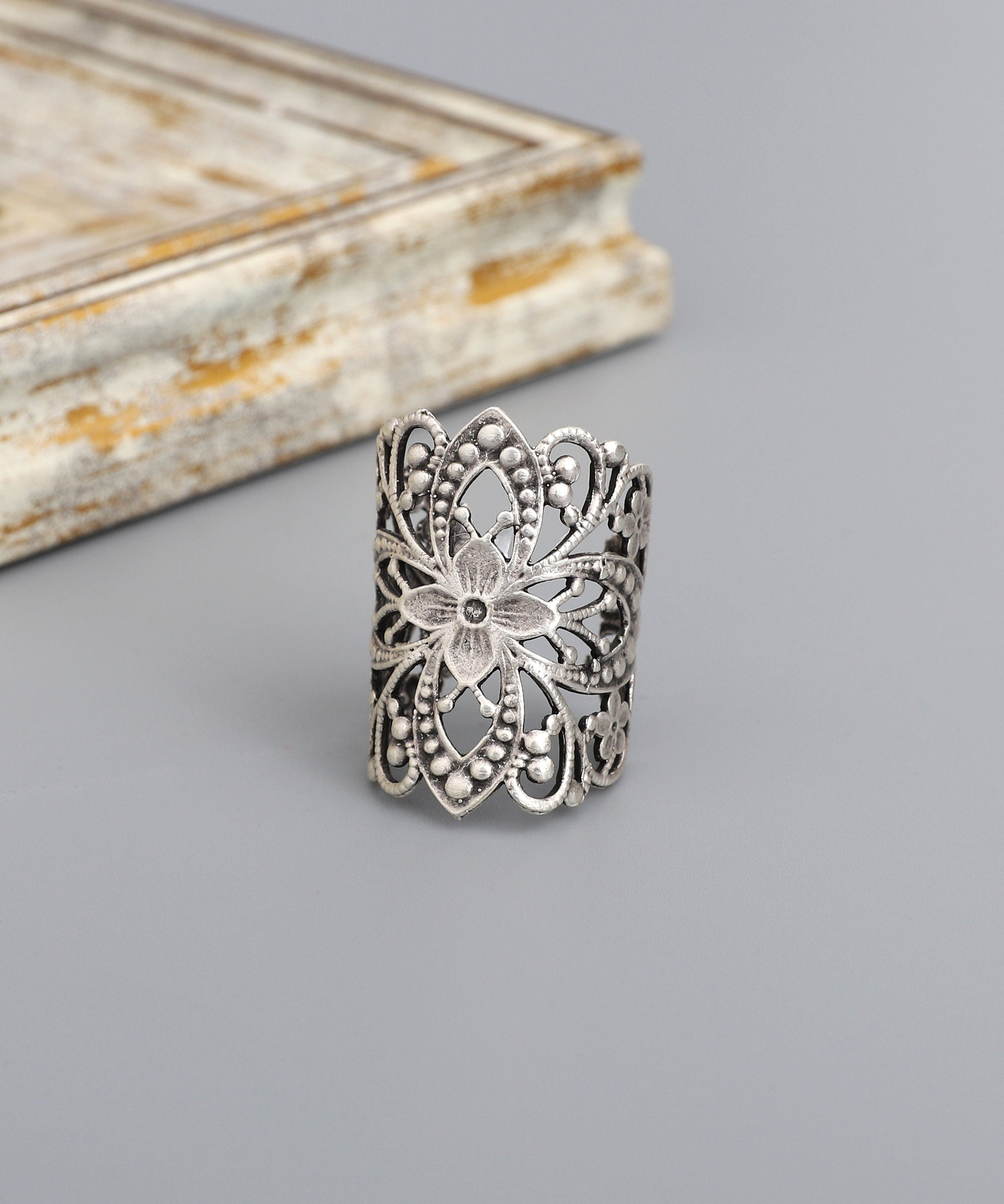 Silver Plated Handmade Adjustable Full Finger Rings,boho Style - Etsy