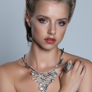 Silver Plated handmade necklace&ring jewelry set,bohemian jewelry set