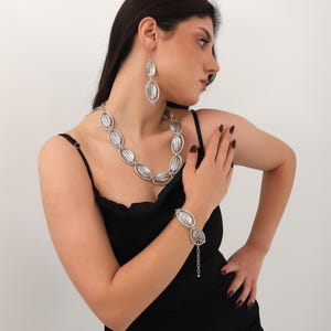 Silver Plated Adjustable Necklace,Bracelet & Earrings,Bohemian Jewelry Set