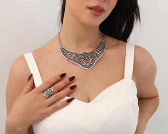 Handmade Vintage Necklace Ring Jewelry Set,Victorian Jewelry