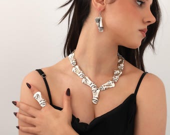 Handmade silver-plated Greek mythology three-piece jewelry set