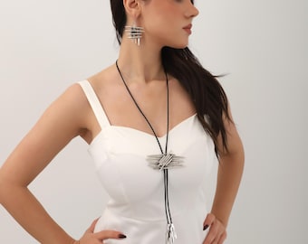 Handmade silver plated boho style necklace,earrings jewelry set