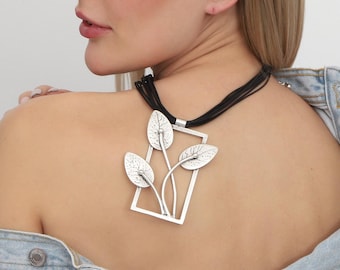 Handmade silver plated adjustable boho necklace