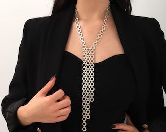 Handmade silver plated boho style chain necklace