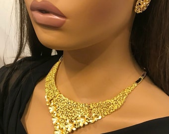 Gold Jewelry Set for Women, African Style Jewelry Set, Wedding Jewelry Set