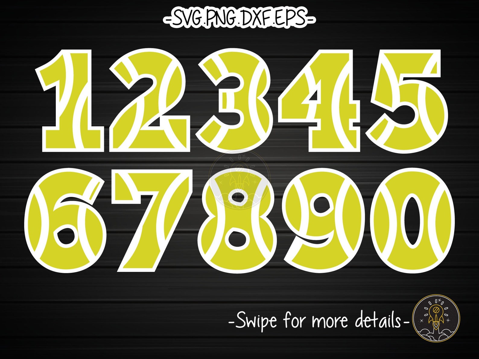 Tennis Ball Team Numbers Letter Font Alphabet SVG Cricut Cut Etsy