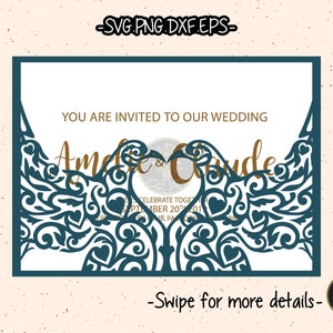 Peacock Bird Gate Fold Wedding Invitation Template SVG Laser Cut File