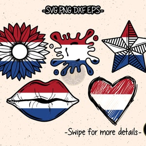 Netherlands Flag Heart Sunflower SVG Cut File Cricut Clipart
