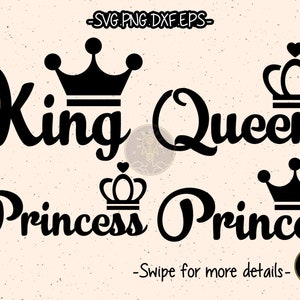 König Königin Prinz Prinzessin SVG Schnittdatei Cricut Clipart