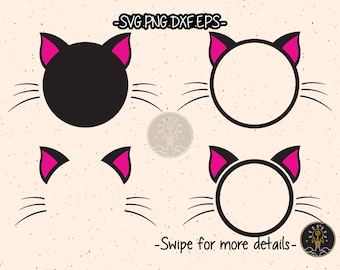 Cat Kitty Monogram Frame SVG Cut File Cricut Clipart