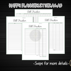 Rechnungszahlungstracker Jahresmonat Organizer Personal Finance Digitaler Planer Printable PDF