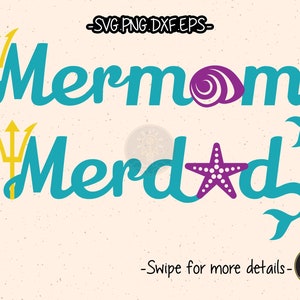 Merdad Mermom Sirena SVG Cortar Archivo Cricut Clipart