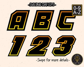 Motocross Supercross Racing Nascar Number Letter Font Alphabet SVG Cut File Cricut Clipart