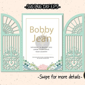 Lace Gate Fold Wedding Invitation Template SVG Laser Cut File