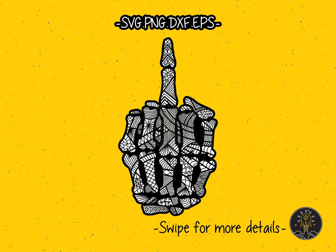 Skelett Schädel Geist Knochen Mittelfinger Fuck You Zentangle | Etsy