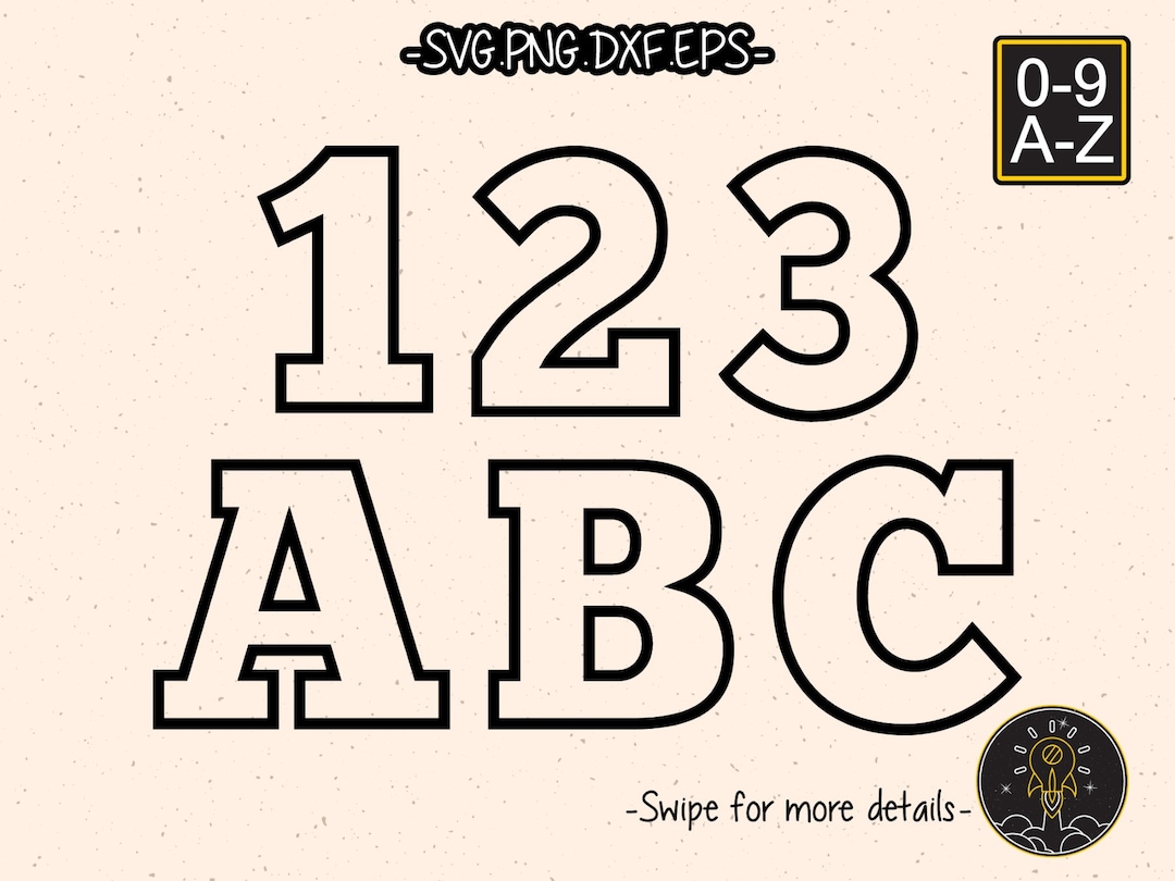 Outline Number Letter Font Alphabet SVG Cricut Cut File Clipart - Etsy