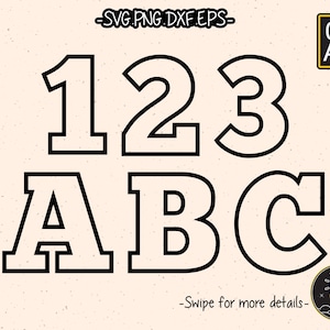 Outline Number Letter Font Alphabet SVG Cricut Cut File Clipart