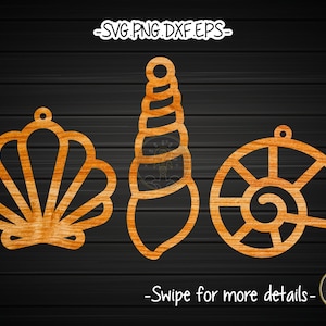 Modello di orecchino Nautilus con guscio di lumaca capesante SVG File tagliato al laser / Orecchino in pelle di legno acrilico