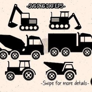 Transportation Construction Dump Truck Crane Tractor Excavator Backhoe SVG Cricut Cut File Clipart
